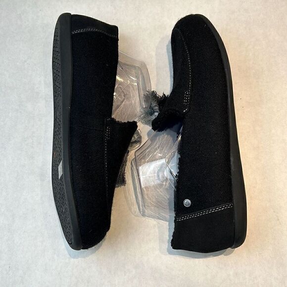 Spenco Hearthside Slipper Black Womens Sz 12 Orthotic Felted Wool Upper Fleece L - Picture 6 of 9